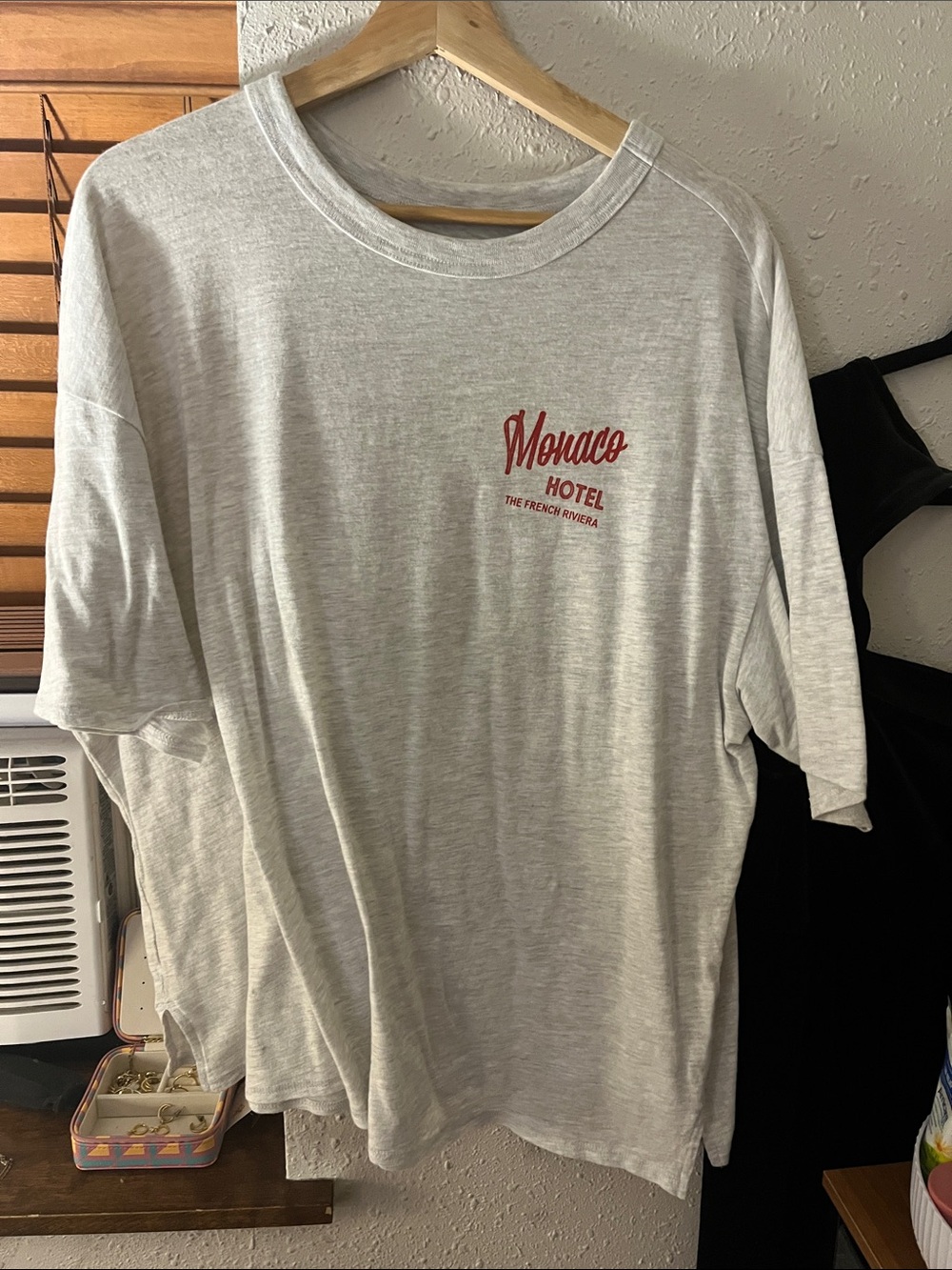 Monaco Hotel Light Gray Tee with Red Logo
